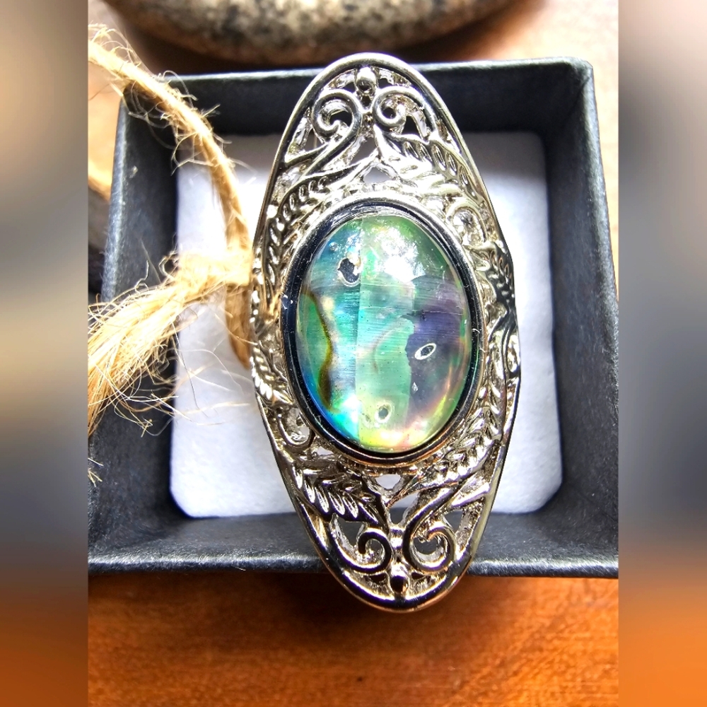 Silver Plated Abolone Shell Size 7 Ring